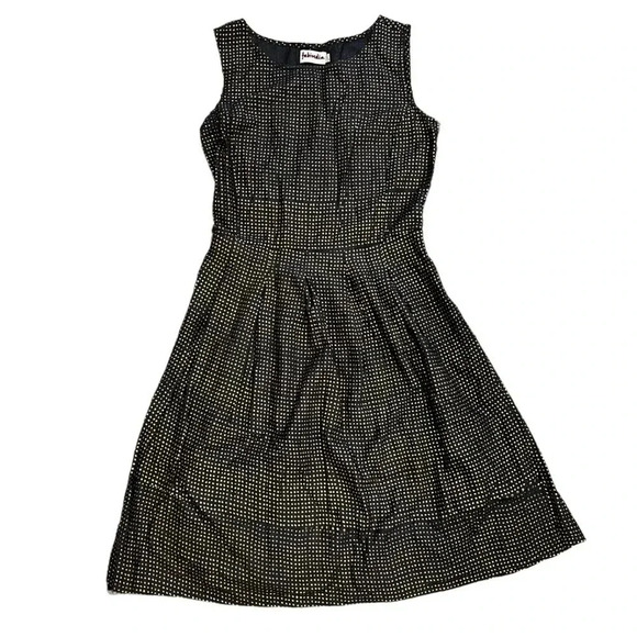 Fabindia Black Gold Polka Dot Viscose Silk Dress S - Picture 1 of 4